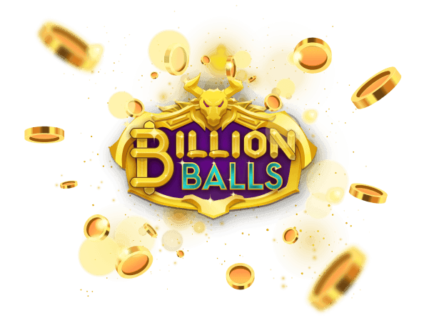 Billion Balls Logo with Coin Sparks Background